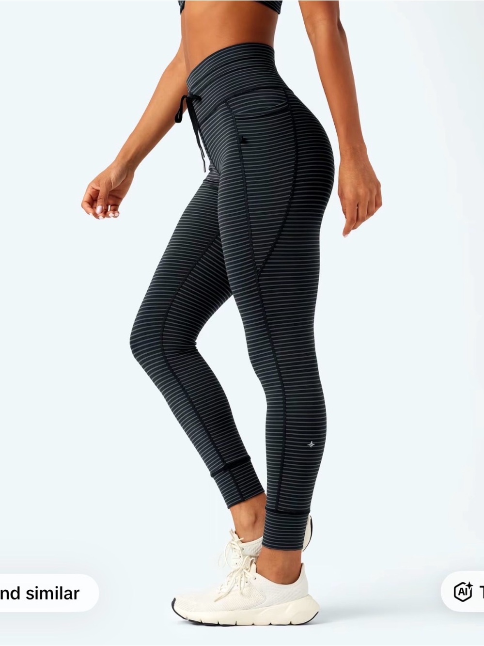 HALARA Black & Gray Striped High-Rise Performance Leggings